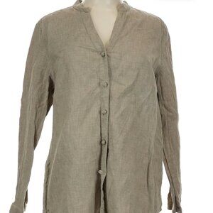 J.Jill 100% LINEN TAUPE Size L Long sleeve button-down shirt